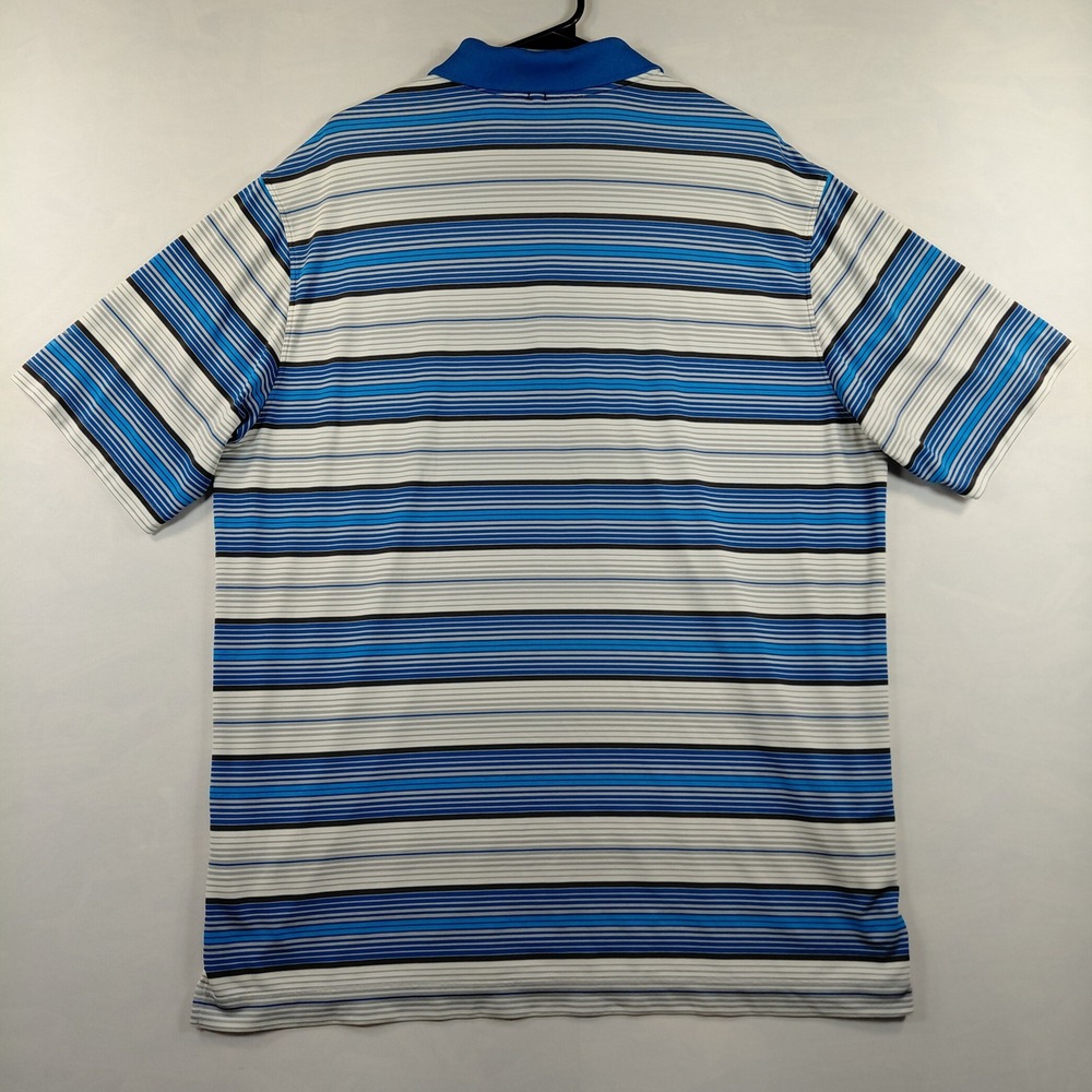 Nike‎ Golf Tour Performance Dri-Fit Mens Large Blue Striped Short Sleeve Polo - Picture 12 of 13